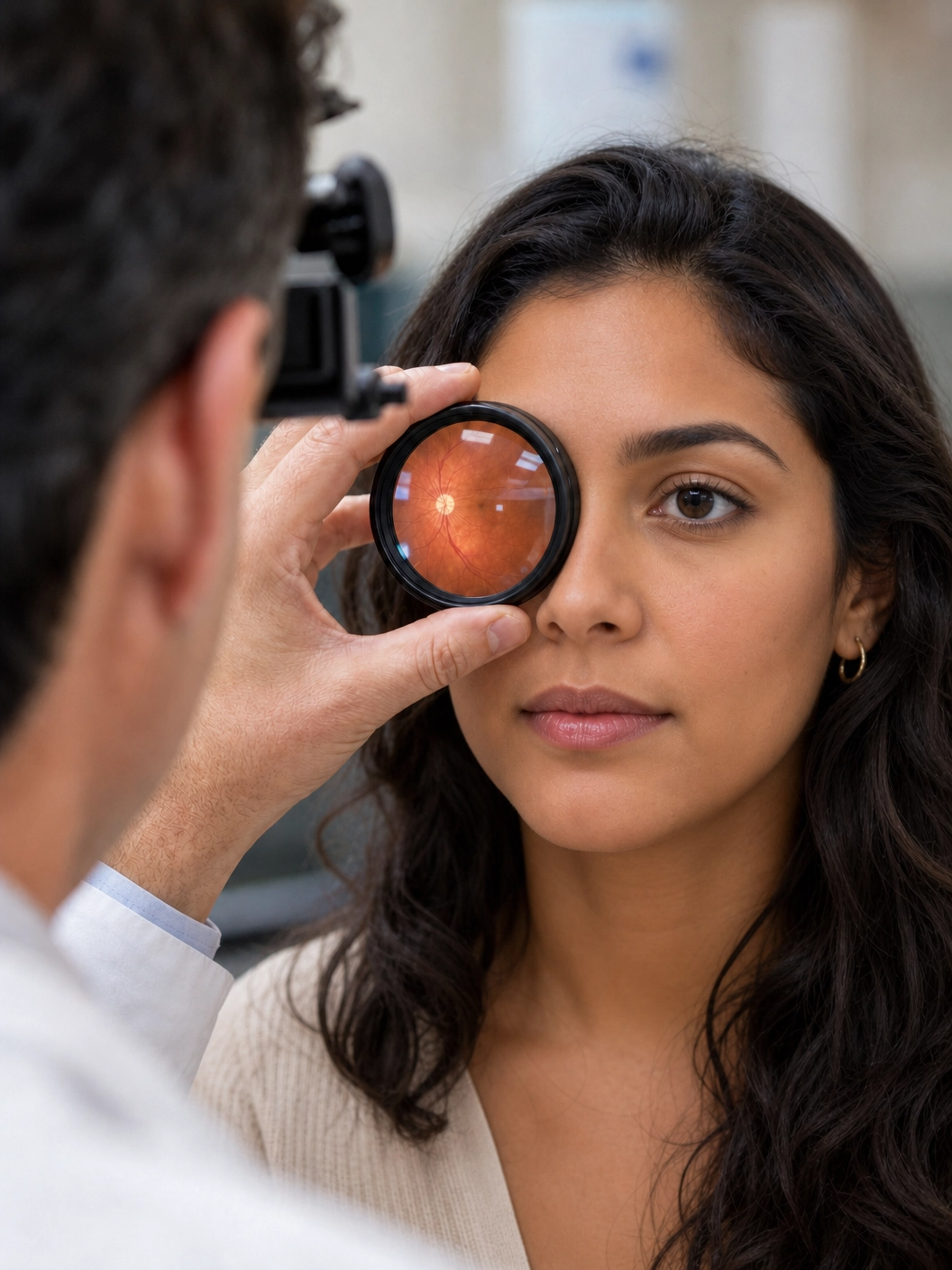 Exame de retina em consultório